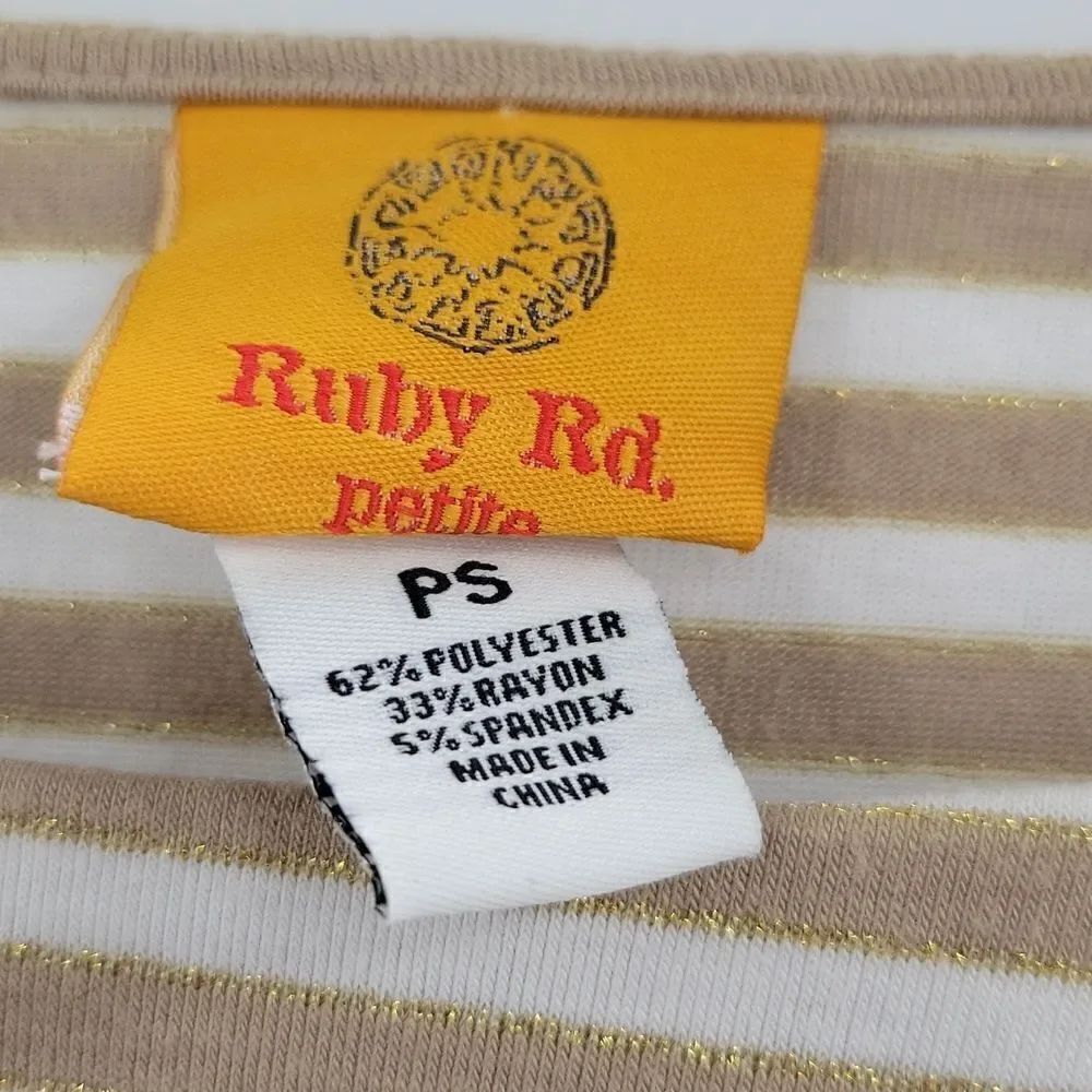 3 For$20 Ruby Rd Tan & White stripe w/ Shimmer size PS - Picture 2 of 5